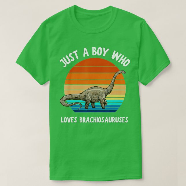 Just A Boy Who Loves Brachiosaurus Dinosaur Kids B T-Shirt (Design Front)