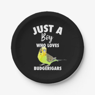 Just A Boy Who Loves Budgerigars Parrot Paper Plate