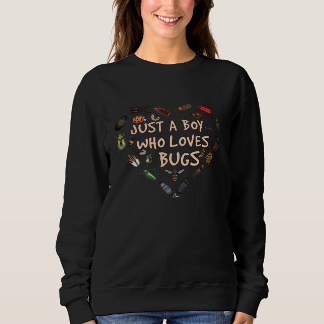 Just A Boy Who Loves Bugs Insect Collector Bug Cat Sweatshirt (Front)