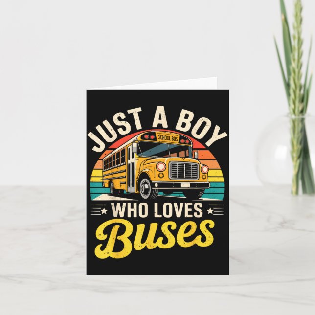 Just A Boy Who Loves Buses School Bus Driver Costu Card (Front)