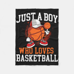 Just A Boy Who Loves Bysketbyll - Player Hoops  Fleece Blanket