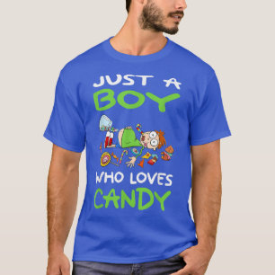 Just A Boy Who Loves Candy I Lollipop I Kids I Can T-Shirt