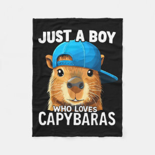 Just A Boy Who Loves Capybaras Fleece Blanket