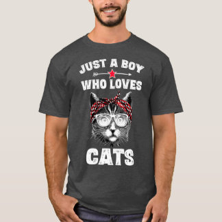 Just A Boy Who Loves Cats Funny Cat Saying Gifts T-Shirt