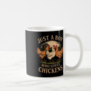 Just A Boy Who Loves Chickens Farm Life Vintage Bo Coffee Mug