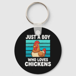 Just A Boy Who Loves Chickens Funny Chicken Lover Key Ring