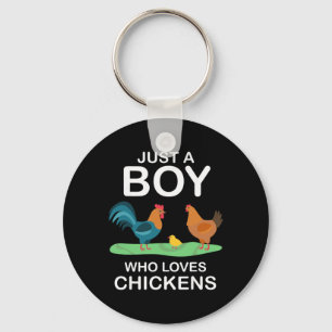 Just A Boy Who Loves Chickens Funny Farm Chicken F Key Ring