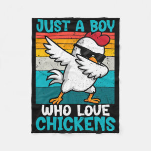 Just A Boy Who Loves Chickens Kids Boys Farm Farme Fleece Blanket