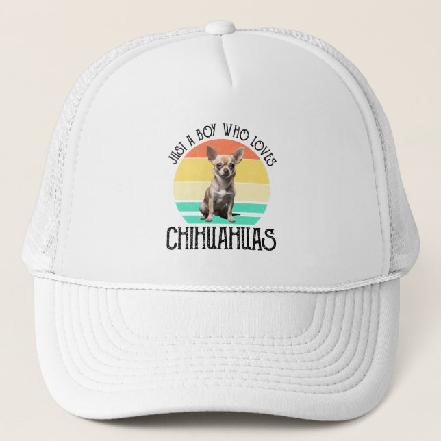 Just A Boy Who Loves Chihuahuas Trucker Hat (Front)