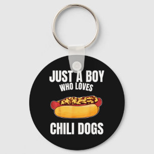 Just a Boy who Loves Chilli Dogs Hot Dog Fast Food Key Ring