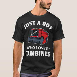Just A Boy Who Loves Combines Red Combine Harveste T-Shirt