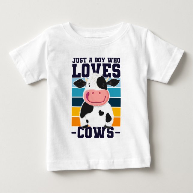 Just A Boy Who Loves Cows Baby T-Shirt (Front)