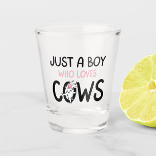 Just a Boy Who Loves Cows Cute Cow Farm Shot Glass