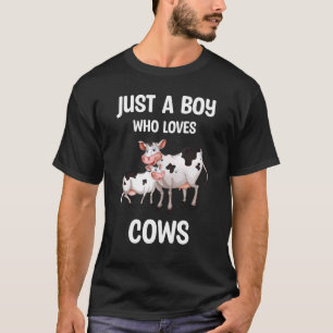 Just A Boy Who Loves Cows Farm Cow Animal Kids Tod T-Shirt