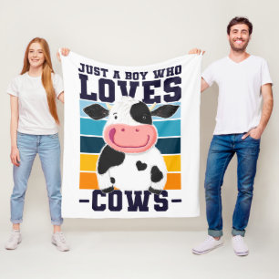 Just A Boy Who Loves Cows Fleece Blanket