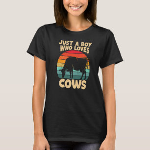 Just a Boy who loves Cows Harvest Farming Barn Cat T-Shirt