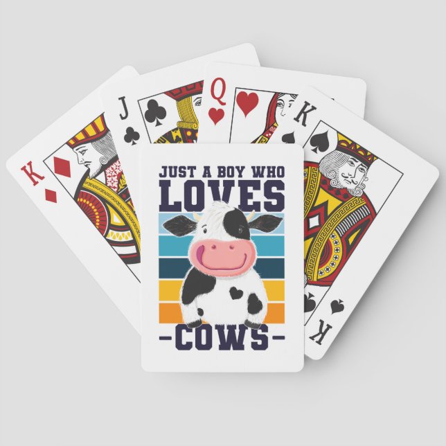 Just A Boy Who Loves Cows Playing Cards (Back)