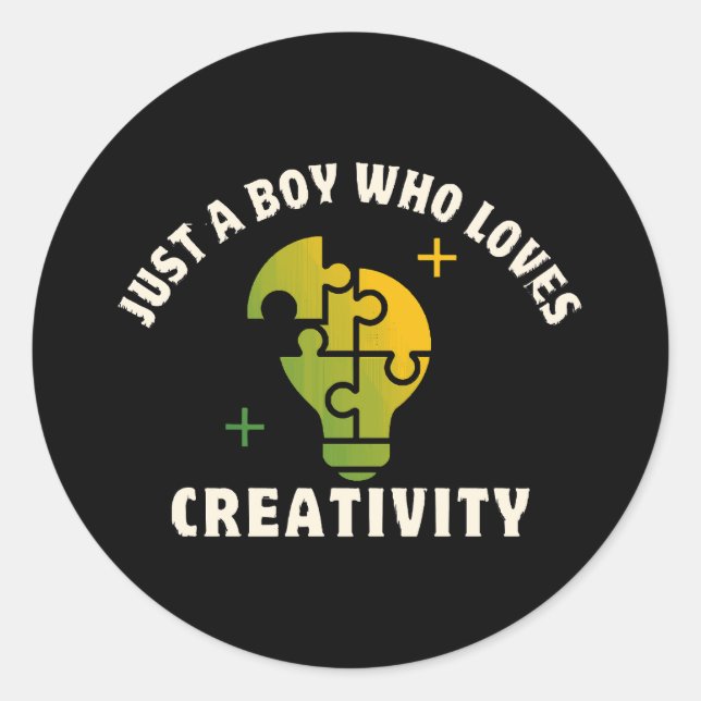 just a boy who loves creativity classic round sticker (Front)