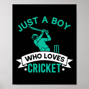 Just A Boy Who Loves Cricket Player Funny Cricket Poster