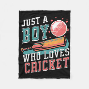 Just A Boy Who Loves Cricket T And Ll Retro Cricke Fleece Blanket