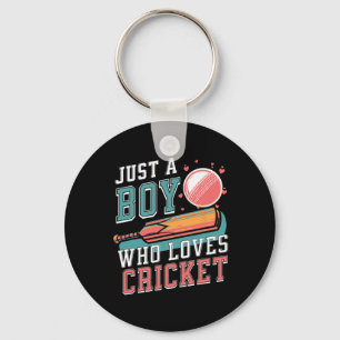 Just A Boy Who Loves Cricket T And Ll Retro Cricke Key Ring