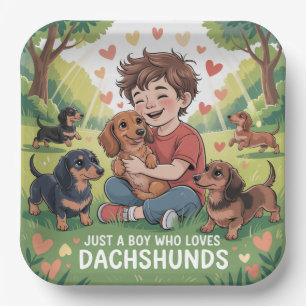 Just A Boy Who Loves Dachshunds Paper Plate