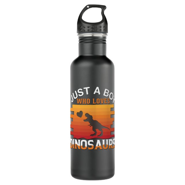 Just a Boy Who Loves Dinosaur | Dinosaur Design 710 Ml Water Bottle (Front)