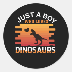 Just a Boy Who Loves Dinosaur   Dinosaur Design Classic Round Sticker