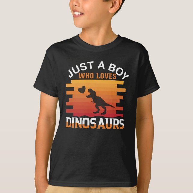 Just a Boy Who Loves Dinosaur | Dinosaur Design T-Shirt (Front)