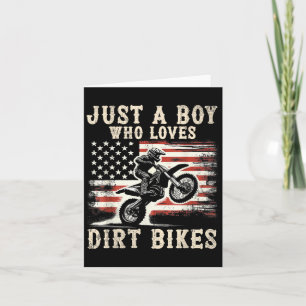 Just A Boy Who Loves Dirt Bikes American Flag Moto Card