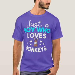 Just A Boy Who Loves Donkeys Funny Humour Animal L T-Shirt