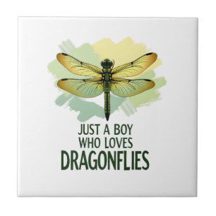 Just a Boy who loves Dragonflies. Dragonflies Drag Ceramic Tile