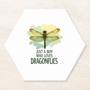 Just a Boy who loves Dragonflies. Dragonflies Drag Paper Coaster