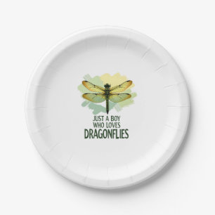 Just a Boy who loves Dragonflies. Dragonflies Drag Paper Plate