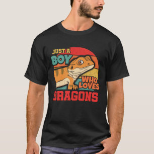 Just A Boy Who Loves Dragons Vintage Bearded Lizar T-Shirt