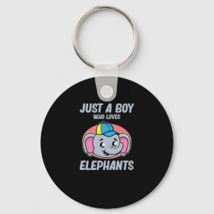 Just A Boy Who Loves Elephants Cute Elephant Lover Key Ring