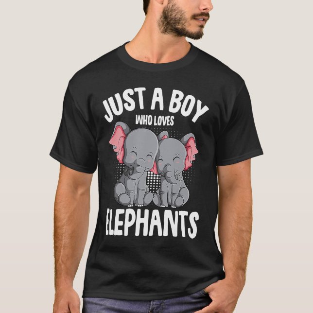 Just a Boy who loves Elephants Kids Boys Elephant T-Shirt (Front)