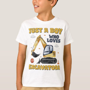Just A Boy Who Loves Excavators Construction T-Shirt
