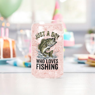Just A Boy Who Loves Fishing Bass Can Glass