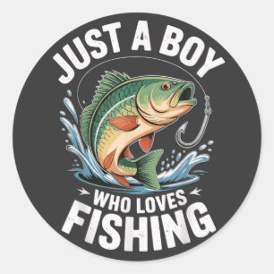 Just A Boy Who Loves Fishing Classic Round Sticker
