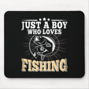 Just A Boy Who Loves Fishing Funny B Fish Fisherma Mouse Pad