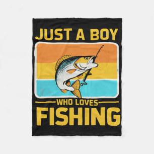 Just A Boy Who Loves Fishing Funny Byss Fish Fishe Fleece Blanket