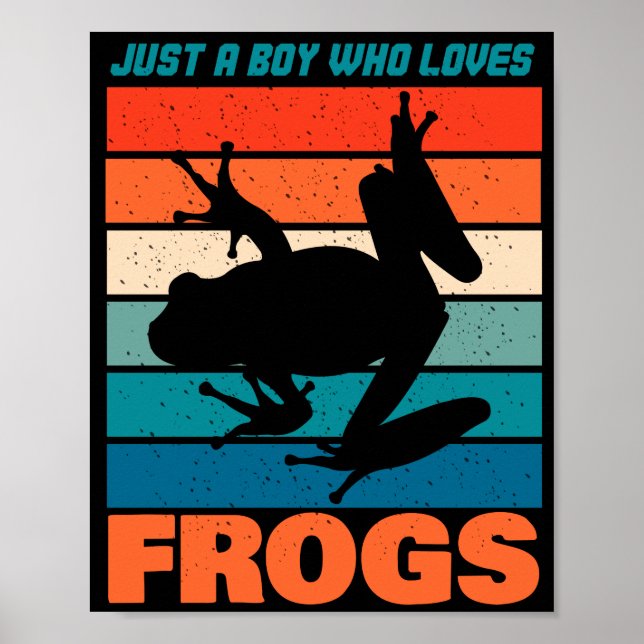 Just A Boy Who Loves Frogs - Retro Animal Poster (Front)