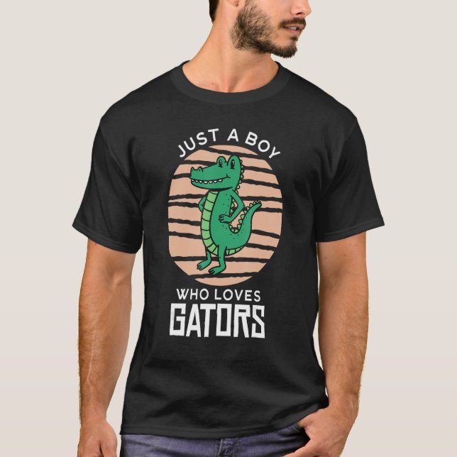 Just A Boy Who Loves Gators Wild Animal Crocodile T-Shirt (Front)