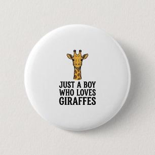 Just a Boy Who Loves Giraffes Cute Giraffe T-Shirt 6 Cm Round Badge