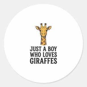 Just a Boy Who Loves Giraffes Cute Giraffe T-Shirt Classic Round Sticker