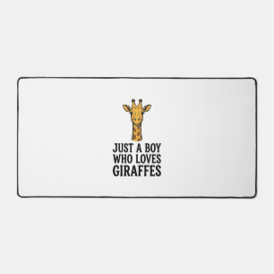 Just a Boy Who Loves Giraffes Cute Giraffe T-Shirt Desk Mat
