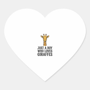 Just a Boy Who Loves Giraffes Cute Giraffe T-Shirt Heart Sticker