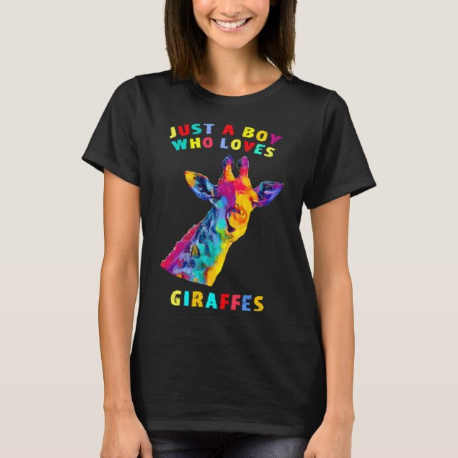 Just a Boy Who Loves Giraffes in Rainbow Colours G T-Shirt (Front)