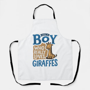 Just A Boy Who Loves Giraffes Vintage Shirt Design Apron